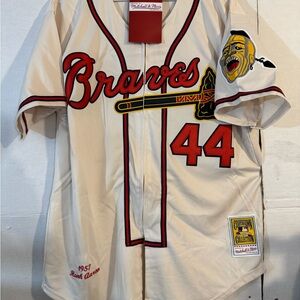 Hank Aaron Milwaukee Braves Jersey Men’s XL NWT 1957 Home Cream w Zipper Atlanta